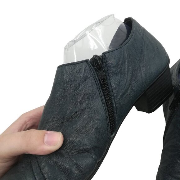 Rieker Side Zip Blue Block Heel Leather Comfort Shoes Size 40 US 9.5-10 Faux Fur - Picture 10 of 10